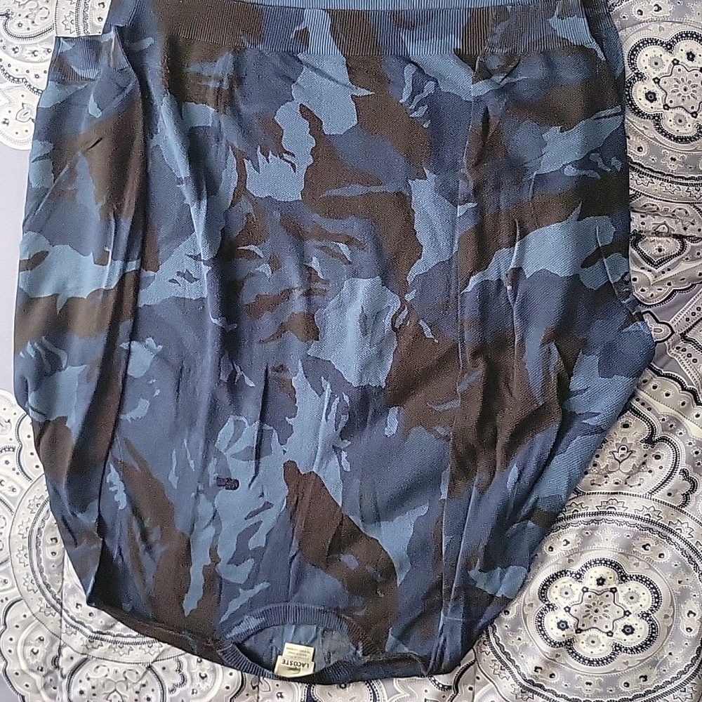 Lacoste mens blue camouflage  lightweight sweater